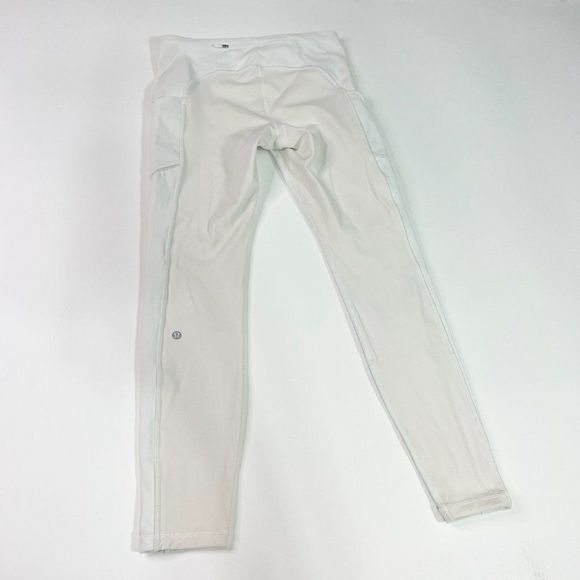 Lululemon Womens White Elastic Waist Pockets Straight Leg Activewear Pant Size 8 - Picture 2 of 11